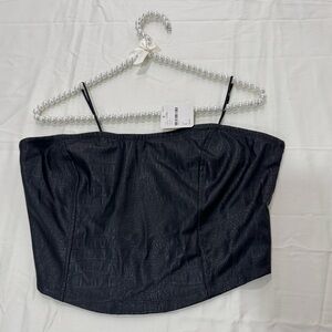NWT Free People Black Strapless cropped top